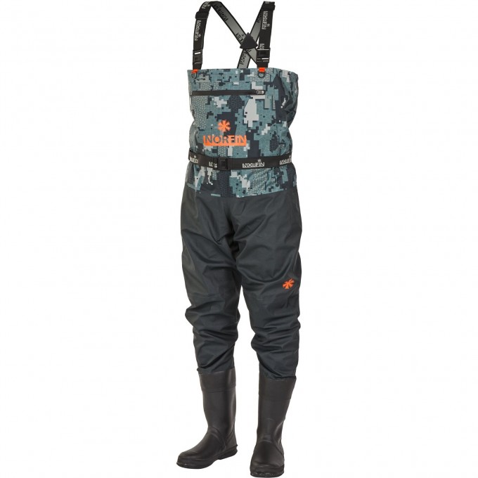 Полукомбинезон забродный NORFIN PILOT CAMO BOOTFOOT р.46-XXL с сапогами резина 83400-46-XXL